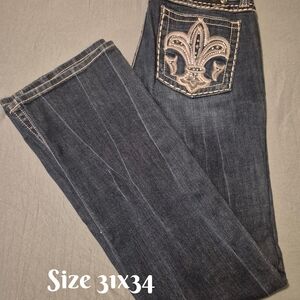 Miss Me Navy Boot Cut Jeans with Embroidered Pocket
